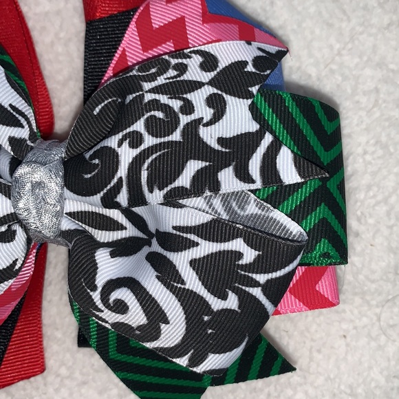 Big Multi Color Hairbow Bow OTT Custom Made Black White Pink Green EUC - Picture 4 of 12